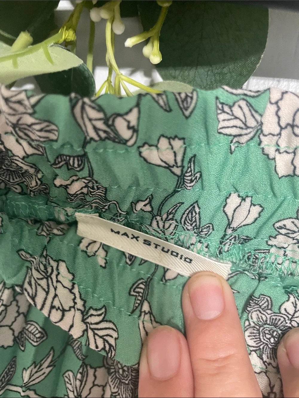 Max Studio Green Floral Pleated Midi Skirt